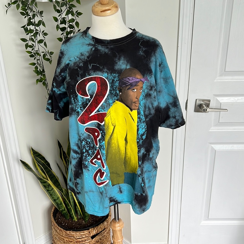 Blue & Black Tie-Dye Crew Neck Oversized T-Shirt Sz L